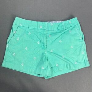 Cambridge Dry Goods Shorts Women's Size 4 Teal Green with Anchors Preppy